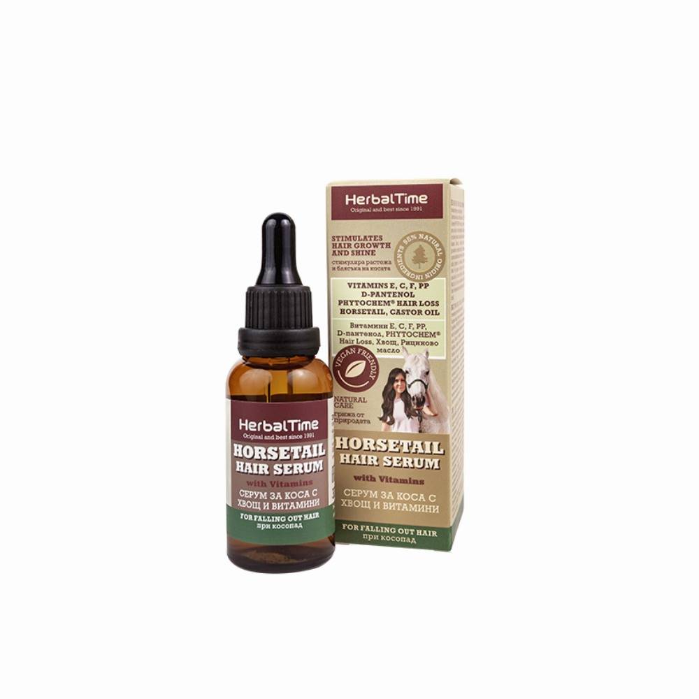 Horsetail Hair Horse 30 ml Διέγερση Ανάπτυξης Μαλλιών κατά της Τριχόπτωσης  Εμπλουτισμένο με βότανο εκουιζέτο, ένα κοκτέιλ βιταμινών E, C, F, PP, D-πανθενόλη, PHYTOCHEM® Hair Loss και καστορέλαιο για θρέψη και τόνωση της ανάπτυξης νέων τριχών. Το τρι
